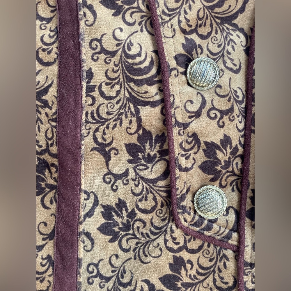 Jacquard Brocade Coat Brown Floral XL - Picture 5 of 14